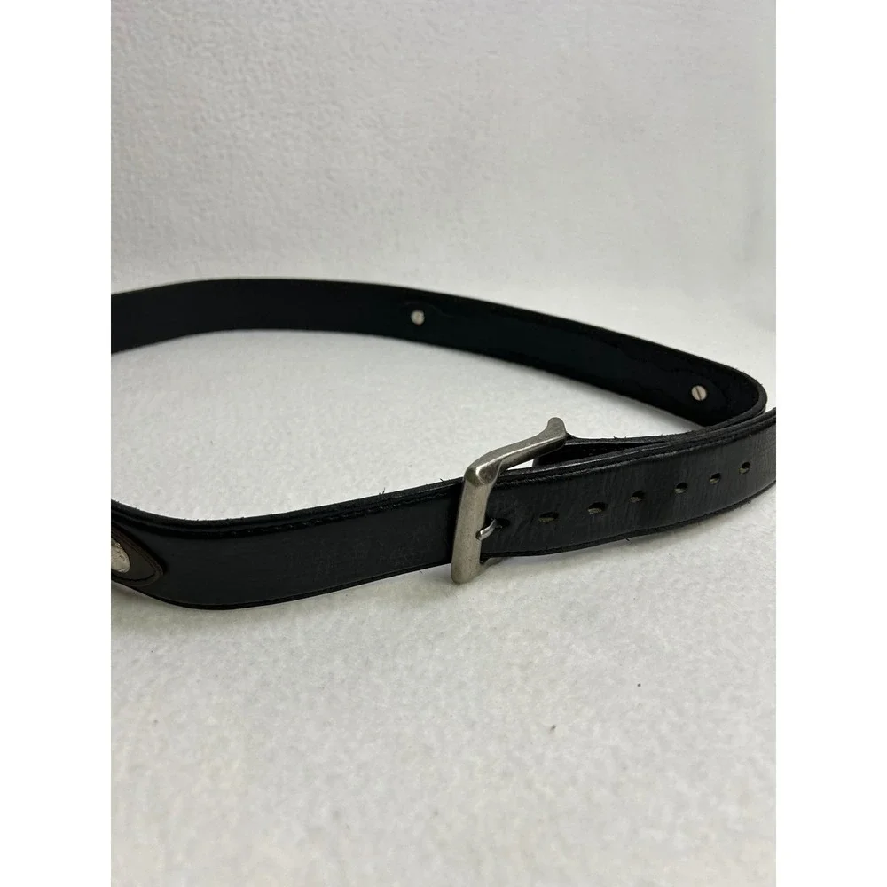 Western Cowboy Genuine Leather Mens 42 Black Woven Inlay Concho Belt Artec